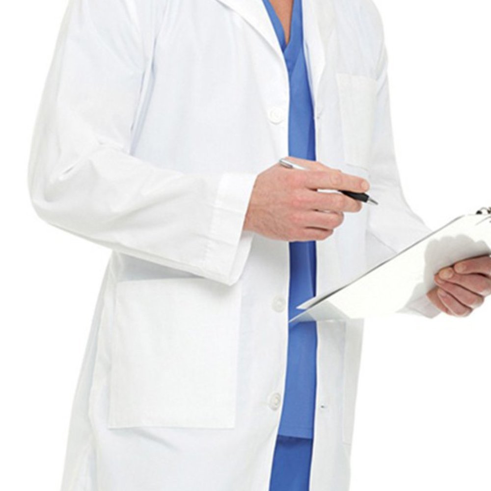 Landau S 44 White Long Sleeves Medical Coat NWT  Back Band 3 + Pencil Pocket